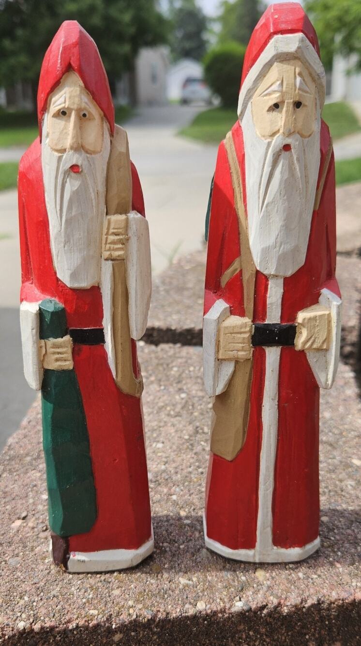 Midwest of Cannon Falls Folk Art 8" Tall Hand Carved Wood Santa Figurine